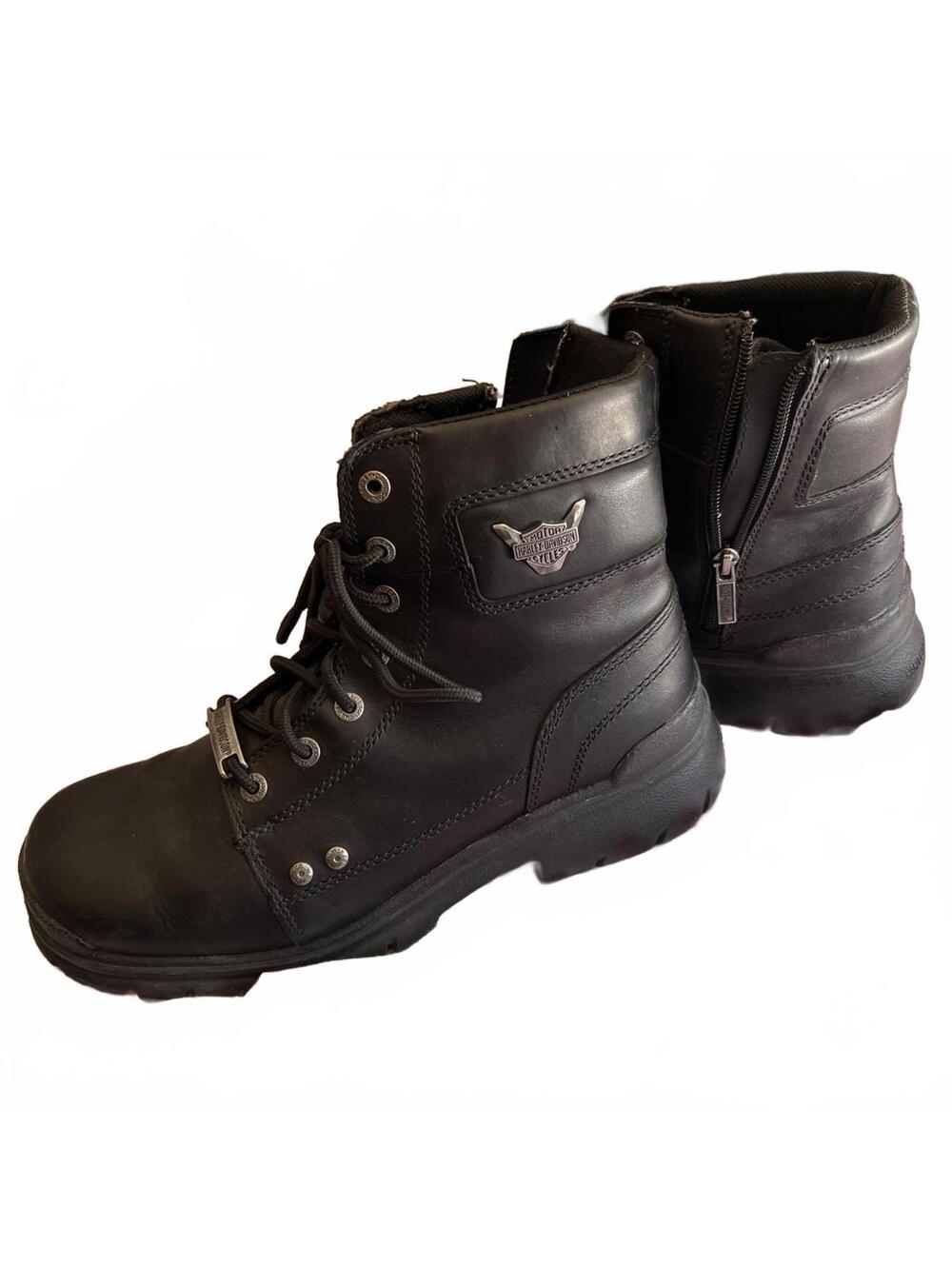 Harley-Davidson Black Leather Motorcycle Boots - 10